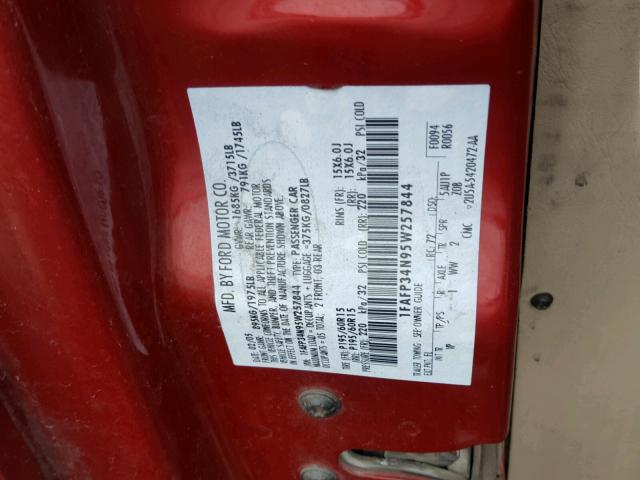 1FAFP34N95W257844 - 2005 FORD FOCUS ZX4 RED photo 10