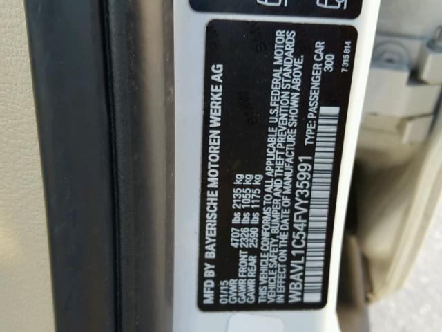 WBAVL1C54FVY35991 - 2015 BMW X1 XDRIVE2 白色 照片 10
