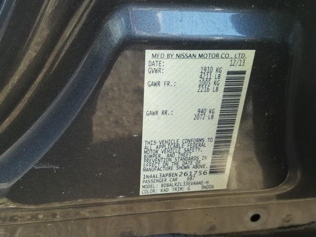 1N4AL3AP8EN261756 - 2014 NISSAN ALTIMA 2.5 GRAY photo 10