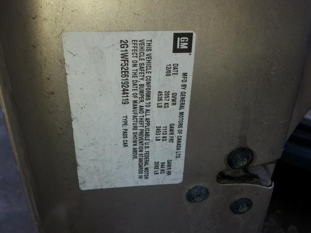 2G1WF52E619244119 - 2001 CHEVROLET IMPALA 棕色 照片 10