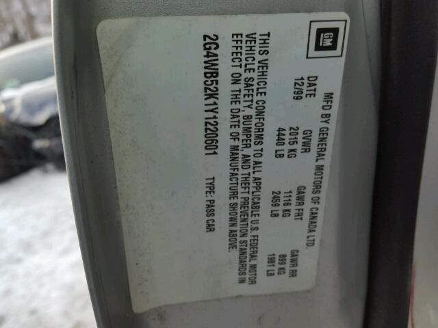 2G4WB52K1Y1220601 - 2000 BUICK REGAL LS 灰色 照片 10