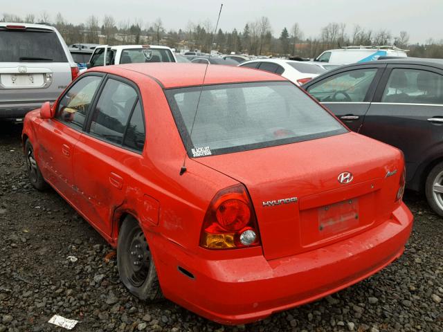 KMHCG45C65U672630 - 2005 HYUNDAI ACCENT GL RED photo 3