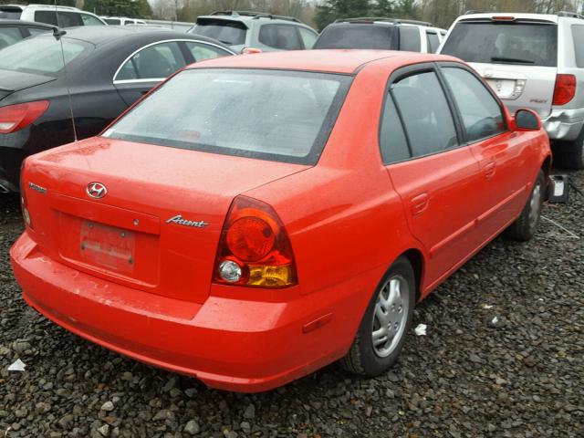 KMHCG45C65U672630 - 2005 HYUNDAI ACCENT GL RED photo 4