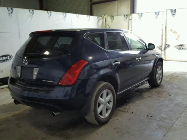 JN8AZ08T15W330232 - 2005 NISSAN MURANO SL BLUE photo 4