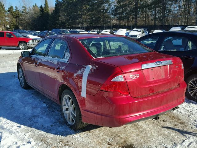 3FAHP0JA8CR283795 - 2012 FORD FUSION SEL RED photo 3
