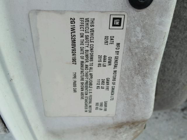 2G1WL52M8V9241907 - 1997 CHEVROLET LUMINA BAS თეთრი ფოტო 10