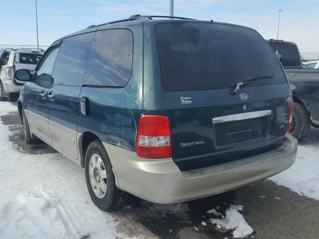 KNDUP131636492820 - 2003 KIA SEDONA EX GREEN photo 3