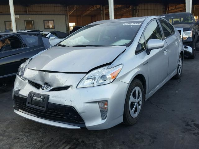 JTDKN3DUXD5562229 - 2013 TOYOTA PRIUS SILVER photo 2