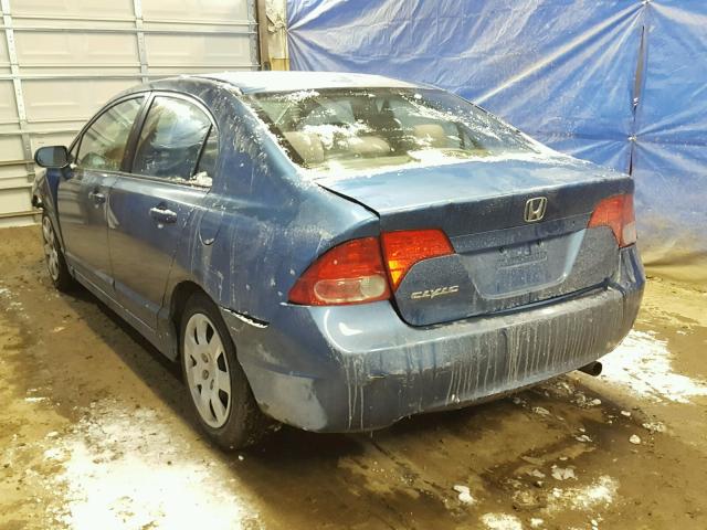 2HGFA16508H530834 - 2008 HONDA CIVIC LX BLUE photo 3