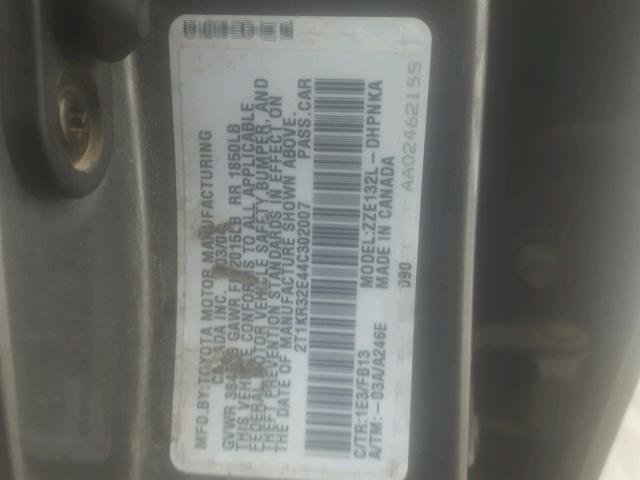 2T1KR32E44C302007 - 2004 TOYOTA COROLLA MA GRAY photo 10