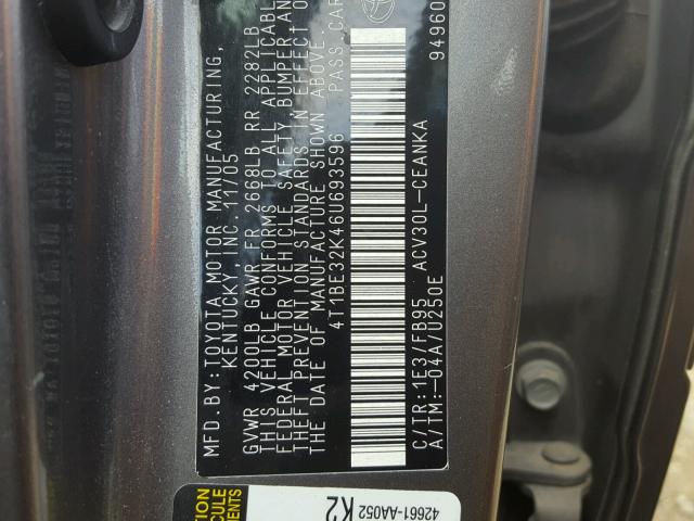 4T1BE32K46U693596 - 2006 TOYOTA CAMRY LE GRAY photo 10