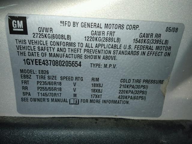 1GYEE437080205654 - 2008 CADILLAC SRX CREAM photo 10