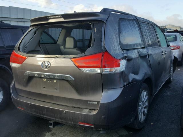 5TDYK3DC2BS037442 - 2011 TOYOTA SIENNA XLE GRAY photo 4