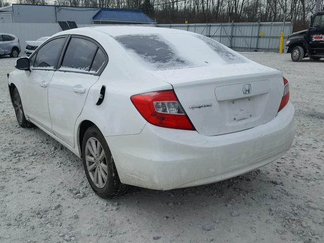 19XFB2F85CE013383 - 2012 HONDA CIVIC EX WHITE photo 3