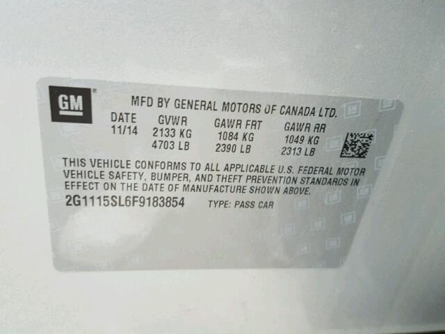 2G1115SL6F9183854 - 2015 CHEVROLET IMPALA LT GRAY photo 10