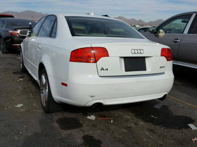 WAUAF78E88A045931 - 2008 AUDI A4 2.0T WHITE photo 3