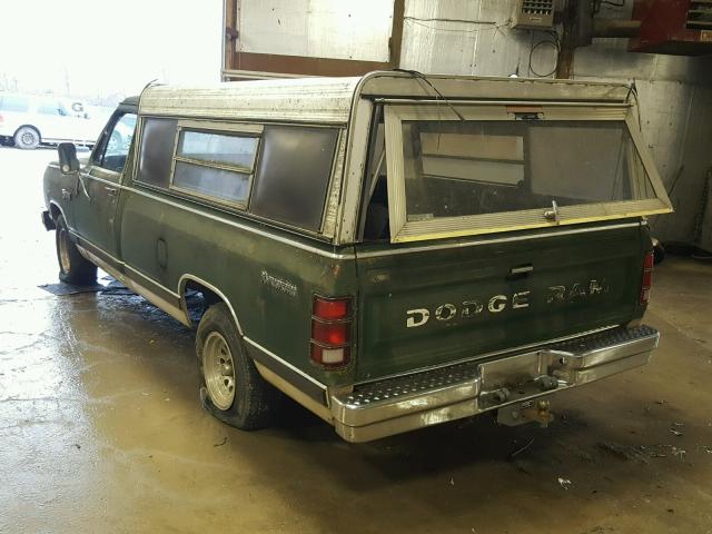 1B7FD14W5ES370908 - 1984 DODGE D-SERIES D GREEN photo 3