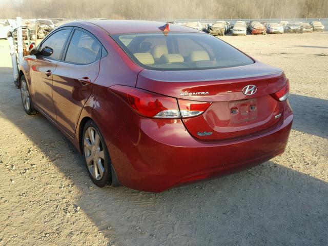 KMHDH4AE5DU632076 - 2013 HYUNDAI ELANTRA GL RED photo 3