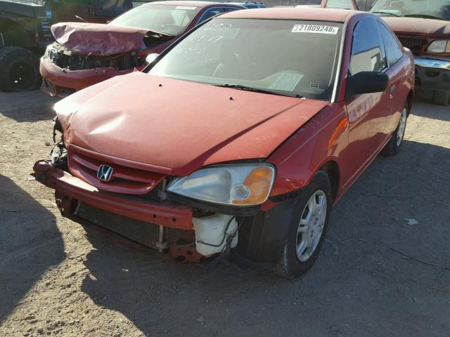 1HGEM22561L106260 - 2001 HONDA CIVIC LX RED photo 2