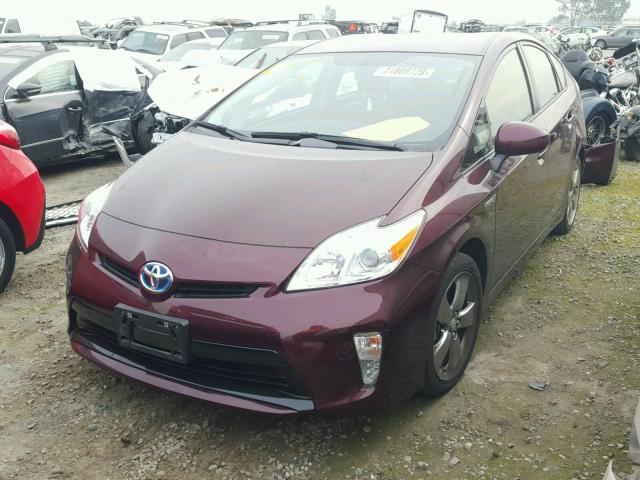 JTDKN3DU3D5610637 - 2013 TOYOTA PRIUS BURGUNDY photo 2