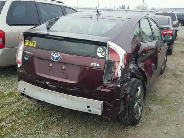 JTDKN3DU3D5610637 - 2013 TOYOTA PRIUS BURGUNDY photo 4