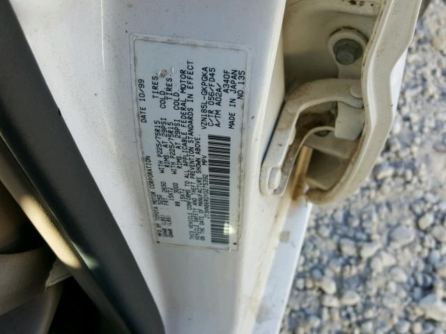 JT3HN86R0Y0275392 - 2000 TOYOTA 4RUNNER SR WHITE photo 10