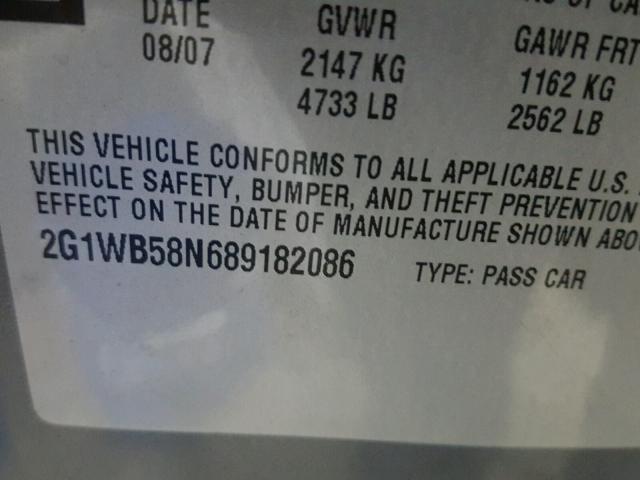 2G1WB58N689182086 - 2008 CHEVROLET IMPALA LS GRAY photo 10