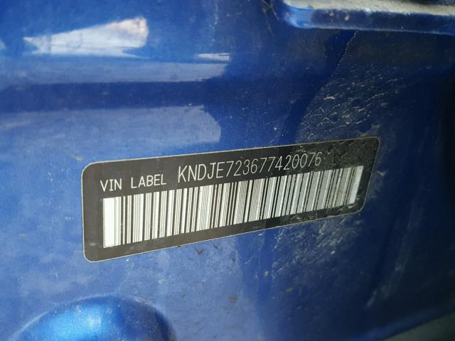 KNDJE723677420076 - 2007 KIA SPORTAGE E BLUE photo 10