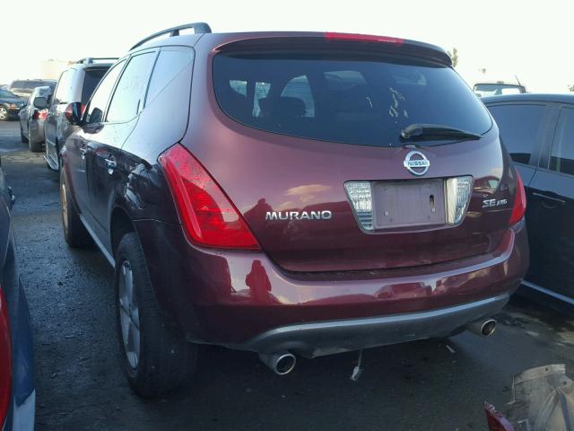 JN8AZ08W45W400879 - 2005 NISSAN MURANO SL MAROON photo 3