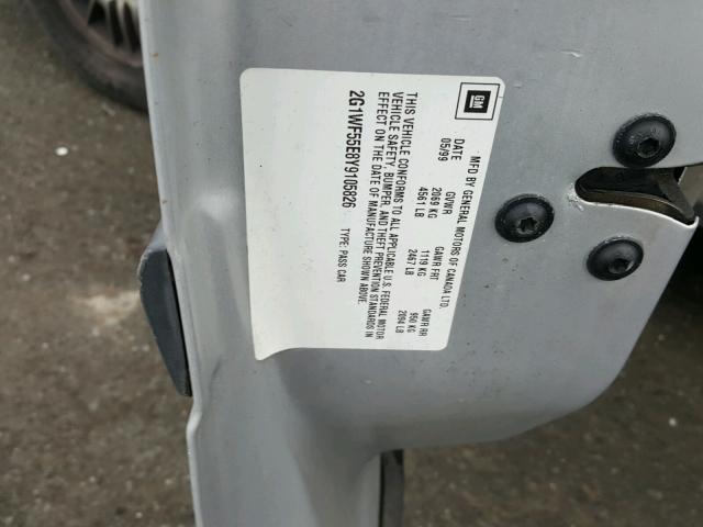 2G1WF55E8Y9105826 - 2000 CHEVROLET IMPALA SILVER photo 10