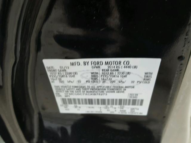 1FMCU0C7XCKB75273 - 2012 FORD ESCAPE XLS BLACK photo 10