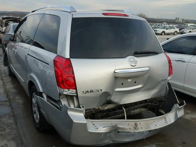 5N1BV28U68N105990 - 2008 NISSAN QUEST S SILVER photo 3