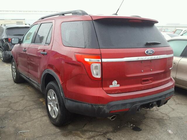 1FM5K8B8XDGB69162 - 2013 FORD EXPLORER RED photo 3