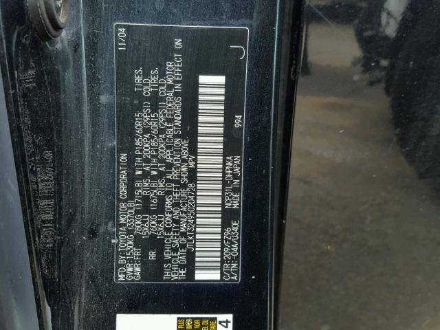 JTLKT324950204728 - 2005 TOYOTA SCION XB შავი ფოტო 10