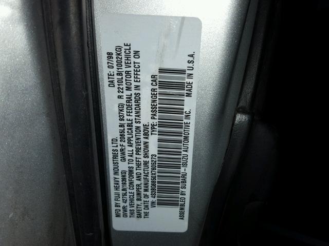 4S3BG6850X7605273 - 1999 SUBARU LEGACY OUT GRAY photo 10