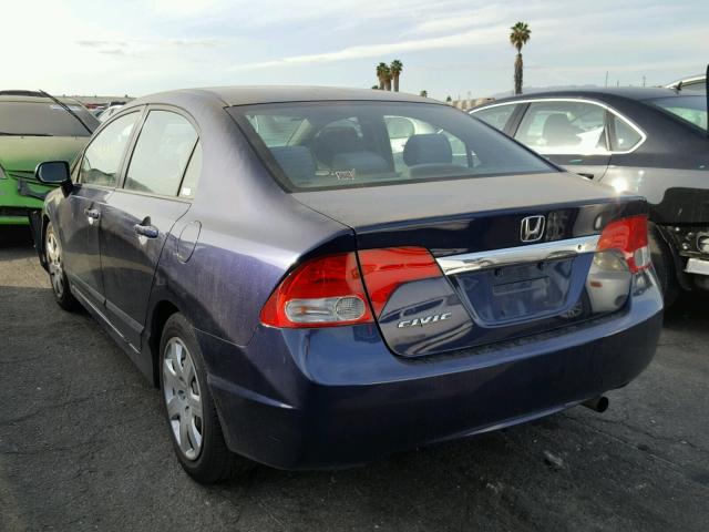 2HGFA16579H527608 - 2009 HONDA CIVIC LX BLUE photo 3