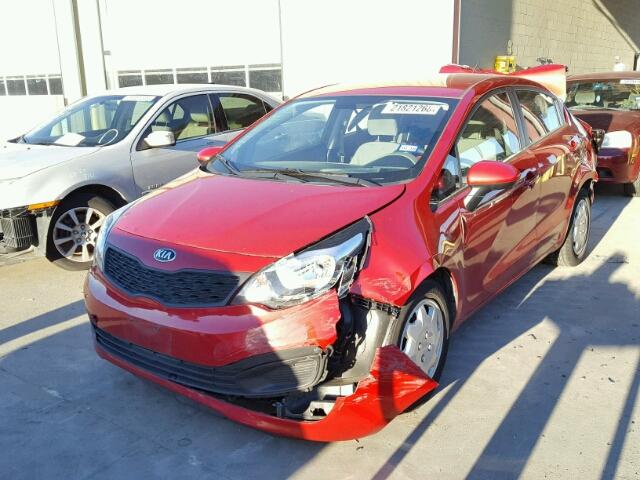 KNADM4A37E6386326 - 2014 KIA RIO LX RED photo 2