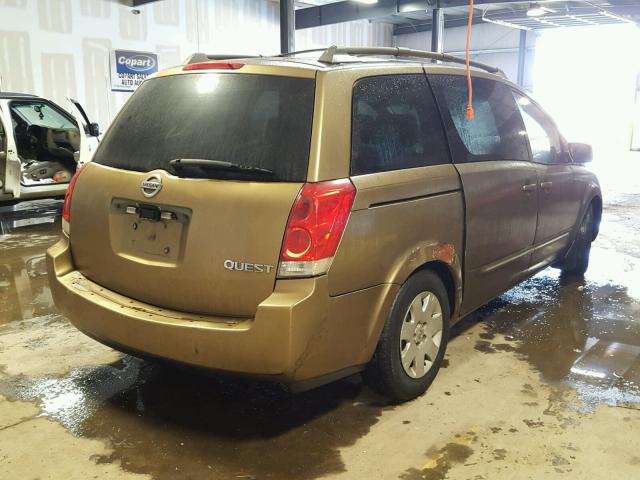 5N1BV28U34N349235 - 2004 NISSAN QUEST S GOLD photo 4