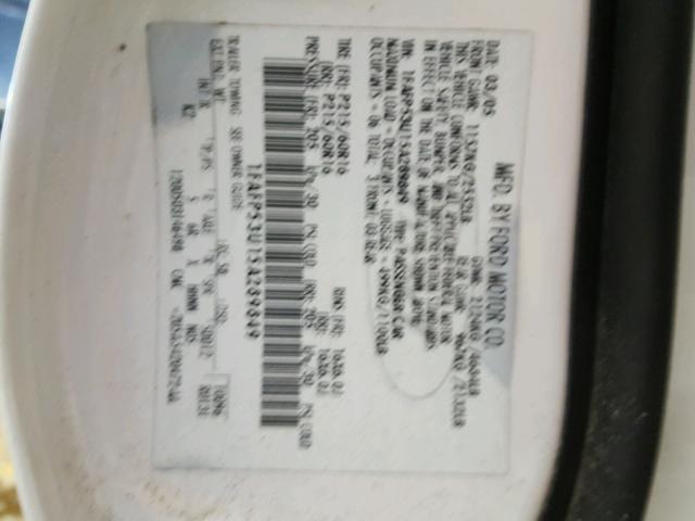 1FAFP53U15A289849 - 2005 FORD TAURUS SE WHITE photo 10