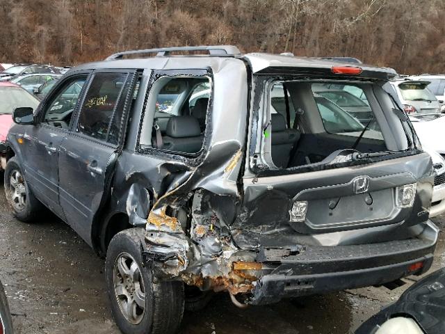 2HKYF18687H524235 - 2007 HONDA PILOT EXL GRAY photo 3