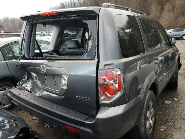 2HKYF18687H524235 - 2007 HONDA PILOT EXL GRAY photo 4