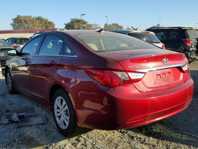 5NPEB4AC9CH484130 - 2012 HYUNDAI SONATA GLS BURGUNDY photo 3