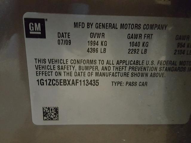 1G1ZC5EBXAF113435 - 2010 CHEVROLET MALIBU 1LT 灰色 照片 10