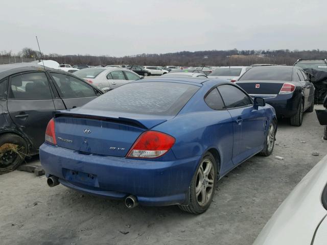 KMHHN65F05U164560 - 2005 HYUNDAI TIBURON GT BLUE photo 4