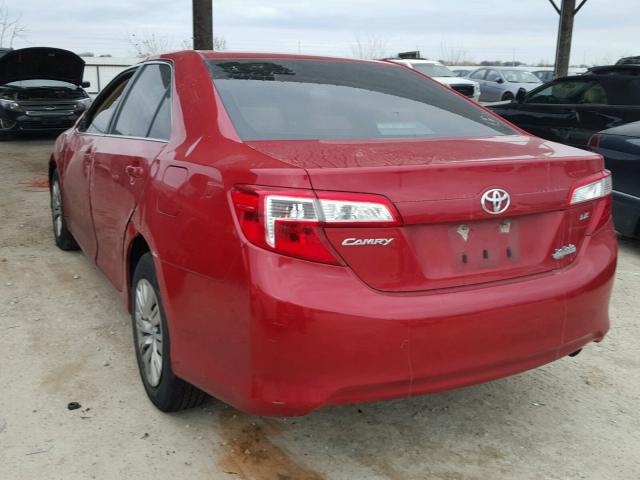 4T4BF1FK6CR180900 - 2012 TOYOTA CAMRY BASE RED photo 3