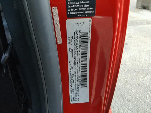 3VWSF31Y06M322198 - 2006 VOLKSWAGEN NEW BEETLE 红色 照片 10