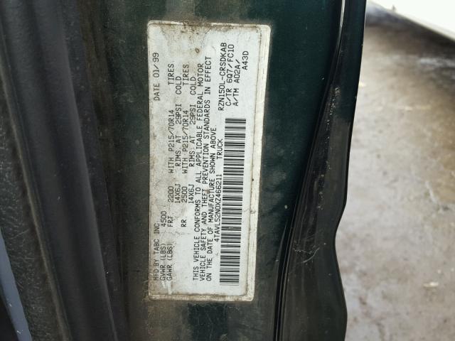 4TAVL52N0XZ466211 - 1999 TOYOTA TACOMA XTR GREEN photo 10