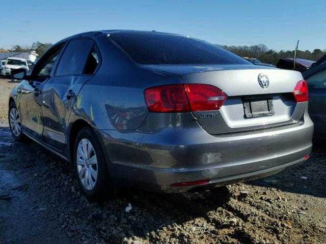 3VW2K7AJ7EM254616 - 2014 VOLKSWAGEN JETTA BASE GRAY photo 3
