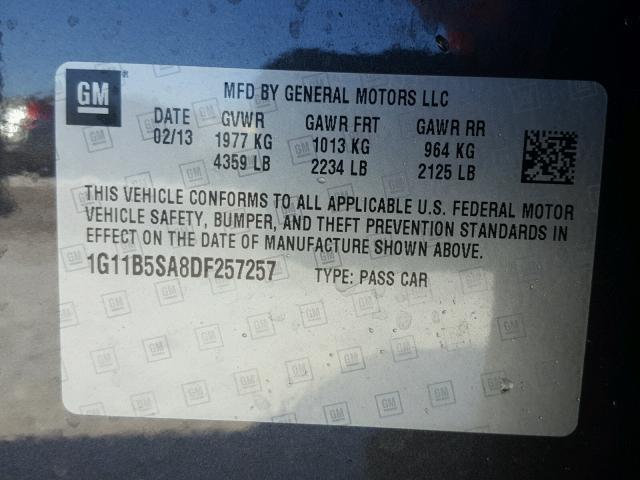 1G11B5SA8DF257257 - 2013 CHEVROLET MALIBU LS BROWN photo 10