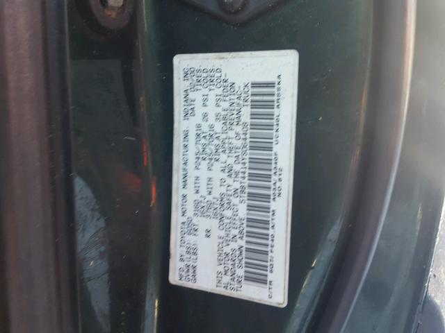 5TBBT4414YS064408 - 2000 TOYOTA TUNDRA ACC GREEN photo 10